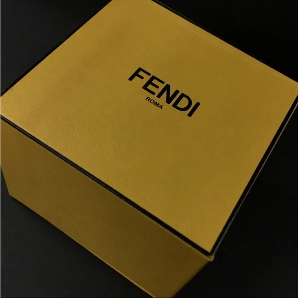 FENDI FF Logo Rhinestone Gold Tone Pierced Earrings - Picture 7 of 7